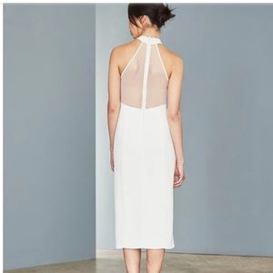 AMSALE Crepe Sheath Sheer Back Bridal Dress - Size 10